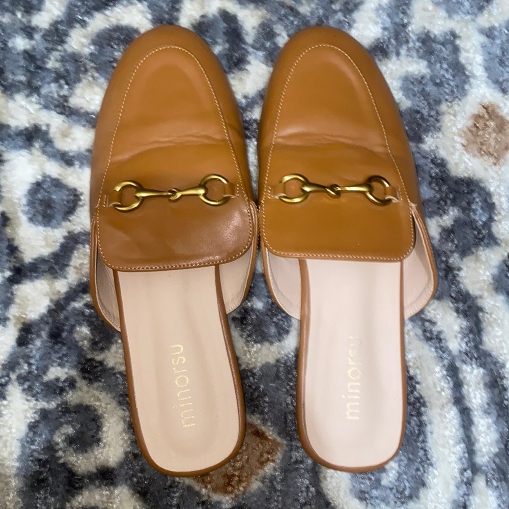 Brown Faux Leather Slippers